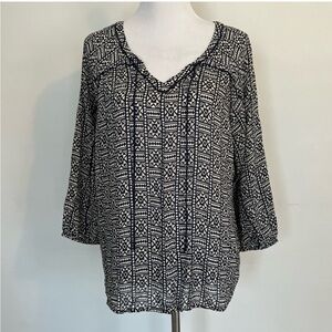 LUCKY BRAND John Robshaw Tribal Print Blouse